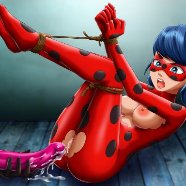 bondage, dildo, female, ladybug (character), marinette cheng, mask, miraculous ladybug, slavetoon, tagme