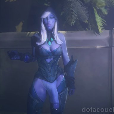 3d, animated, blue skin, boots, bouncing breasts, cleavage, corset, dota, dota 2, dotacouch, drow ranger, facepaint, flaccid, futa only, futanari