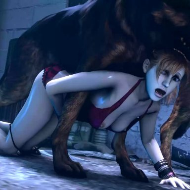 3d, all fours, animal genitalia, animated, areola, bouncing breasts, bra, breasts, canine, canine penis, devil may cry, doggy style, erection, female, from behind
