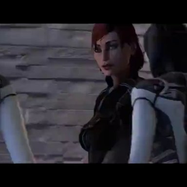 3d, all fours, android, animated, batman (series), blonde hair, brown hair, commander shepard, crossover, dc, dickgirl, edi, fellatio, femshep, from behind