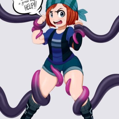 bondage, clothed, female, hair, hat, headgear, imminent rape, jlullaby, minecraft, minecraft: story mode, petra, red hair, short, shortstack, tentacles