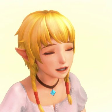 3d, animated, blonde hair, blue eyes, clothed, elf, eyes closed, female, heisenweimer, jewelry, linkle, necklace, nintendo, no sound, pointy ears