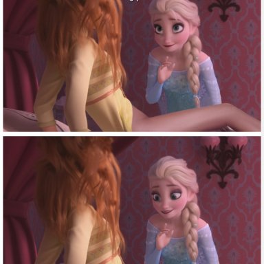 anna (frozen), bottomless, elsa (frozen), frozen (movie), incest, photo manipulation, rastifan, yuri