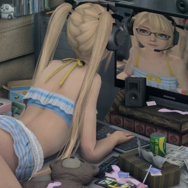 3d, animated, camera, cellphone, computer, condom, dead or alive, dead or alive 5, fluffy pokemon, from behind, lollipop, magazine, marie rose, money, monitor