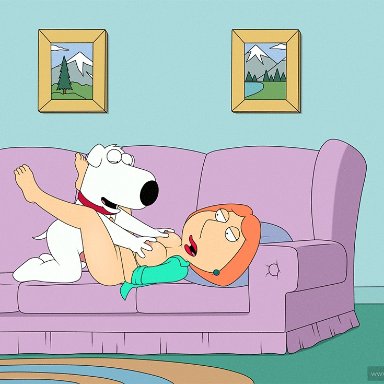 animated, breast grab, brian griffin, canine, couch, family guy, lois griffin, missionary, sfan, zoophilia