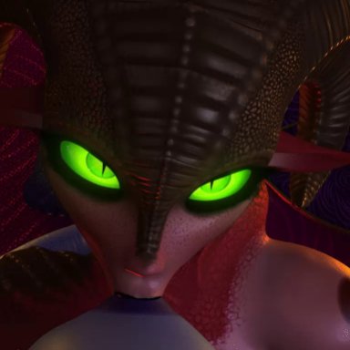 3d, animated, bed, big breasts, breast sucking, breastfeeding, breasts, collar, demon, demoness, dickgirl, duo, ezria, female, futanari