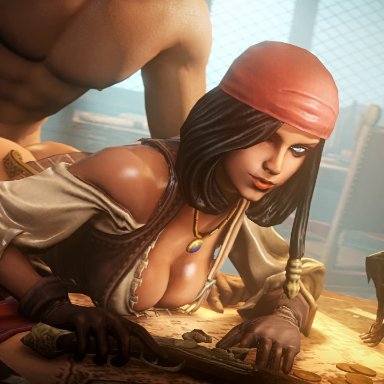 3d, animated, big breasts, bouncing breasts, breasts, cleavage, clothed female nude male, female, from behind, large breasts, looking at viewer, male, neith, no sound, smite