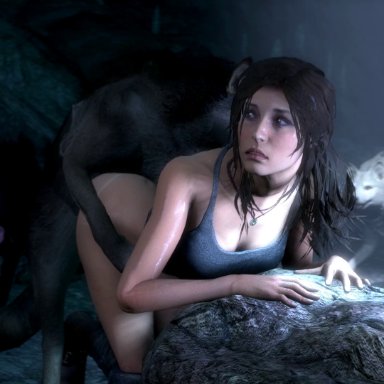 3d, animated, canine, doggy style, lara croft, noname55, sex, sound, source filmmaker, tomb raider, tomb raider reboot, webm, wolf, zoophilia