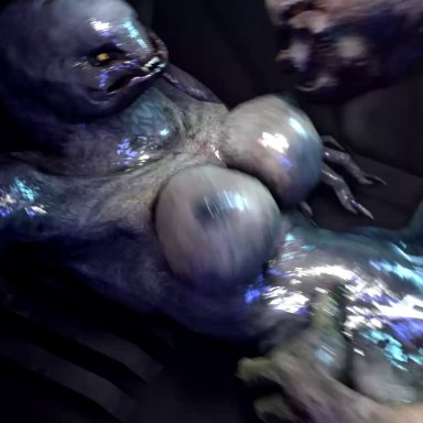 1boy, 1girl, 2014, 3d, absurdres, alien, animated, areolae, big breasts, bouncing breasts, breasts, claws, cum, cum in pussy, cum inside