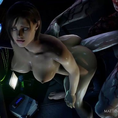 3d, animated, areola, barefoot, big ass, big breasts, big penis, biohazard, blue eyes, breasts, brown hair, bubble butt, busty, creature, curvy