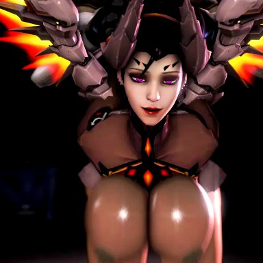 3d, animated, areolae, big ass, big breasts, big penis, breasts, bubble butt, couple, curvy, dat ass, demoness, devil mercy, dickgirl, doggy style