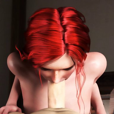 1boy, 1girl, 3d, animated, areolae, blender, breasts, erection, fellatio, female, male, nipples, no sound, nude, oral