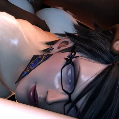 1boy, 3d, anal, animated, bayonetta, bayonetta (character), bayonetta 2, bbc, big penis, dark skin, dark-skinned male, earrings, female, glasses, human