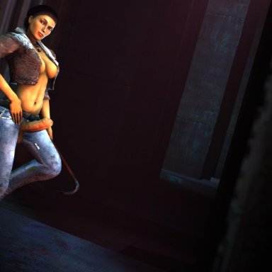 3d, alyx vance, balls, breasts, dickgirl, erection, foreskin, futanari, half-life, half-life 2, intersex, looking at viewer, orcfuta, penis, source filmmaker