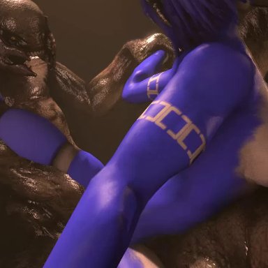 3d, alien, anal, animated, ass, blue fur, blue hair, body markings, breasts, double penetration, elite, fellatio, fox, furry, gangbang