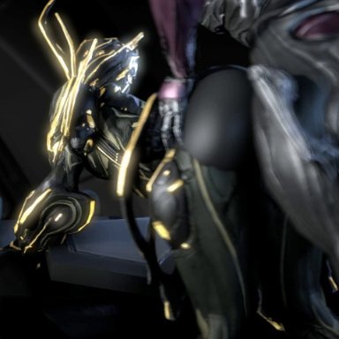 1girl, 3d, animated, ass, ass grab, bent over, ember (warframe), female, from behind, futa on female, futanari, intersex, nyx (warframe), penis, sex