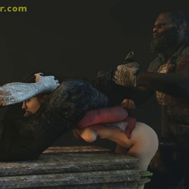 3d, animated, bondage, breasts, dark-skinned male, deepthroat, fellatio, female, gangbang, human, interracial, irrumatio, left 4 dead, light-skinned female, male