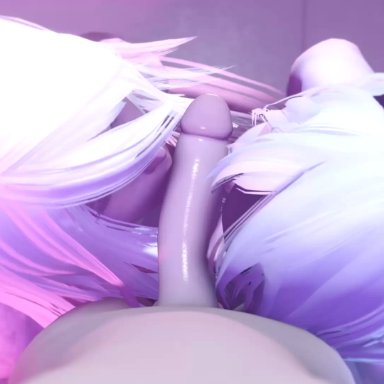 1boy, 2girls, 3d, animated, dominothecat, double fellatio, erection, fellatio, female, male, multiple fellatio, nier, nier: automata, no sound, oral