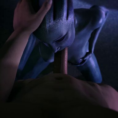 3d, animated, areolae, asari, breasts, erection, fellatio, female, liara t'soni, m1llcake, male, mass effect, nipples, no sound, nude