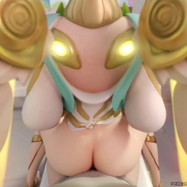 3d, alternate costume, animated, blender, cum, erection, female, male, meltrib, mercy, no sound, overwatch, penis, pov, reverse cowgirl position