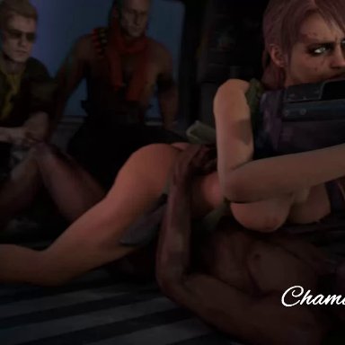 3d, animated, chameleonhops, dark-skinned male, interracial, kazuhira miller, metal gear solid, no sound, penetration, quiet (metal gear), revolver ocelot, sex, straight, tagme, webm