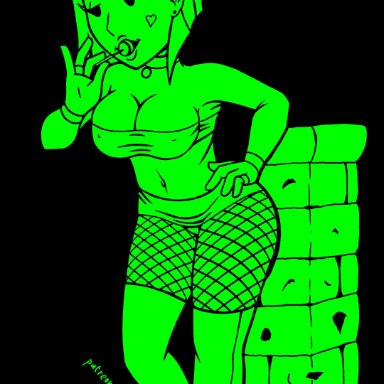 1girl, breasts, fallout, fallout 4, female, female only, huge breasts, lollipop, prostitution, ruthlesspeasant, solo, tattoo, vault girl, vault meat