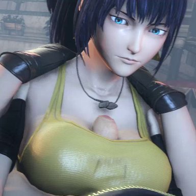 3d, animated, blue eyes, blue hair, bouncing breasts, breasts, busty, cleavage, curvaceous, curvy, esk, foreskin, huge breasts, king of fighters, leona heidern