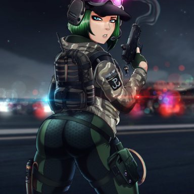 ass, bubble butt, dat ass, el&#380;bieta bosak, ela, female, rainbow six siege, shadman, solo, standing, tagme, tight clothes