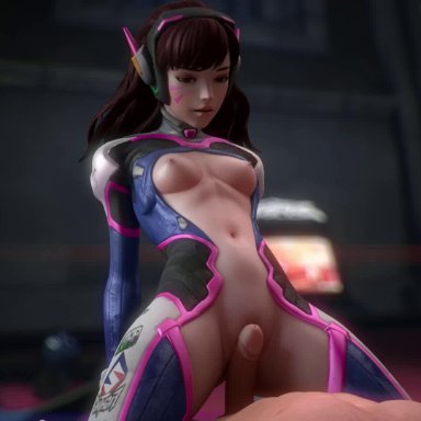 3d, animated, breasts, cowgirl position, d.va, female, fpsblyck, grinding, male, nipples, no sound, overwatch, penis, pov, pussy