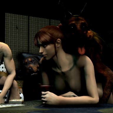 3d, animated, canine, claire redfield, female, from behind, male, no sound, resident evil, santalol, sex, source filmmaker, straight, webm, zoophilia