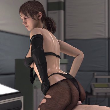 3d, animated, ass, breasts, buttjob, cleavage, cum, cumshot, erection, female, male, metal gear solid, metal gear solid v, pantyhose, penis