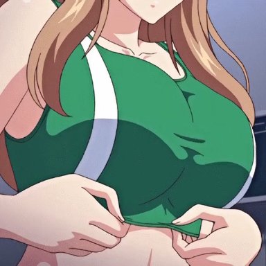 10s, 1girl, 2d, amazing breasts, animated, animated gif, areolae, big boobs, big tits, boobs, boobs drop, bounce, bouncing breasts, breasts, brown hair