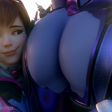 2girls, 3d, ass, autodesk maya, d.va, female, female only, overwatch, vgerotica, widowmaker