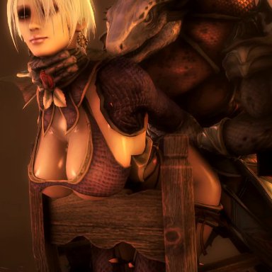 1girl, 3d, animated, chair, interspecies, isabella valentine, lizardman, no sound, penetration, sex, soul calibur, source filmmaker, straight, tagme, webm