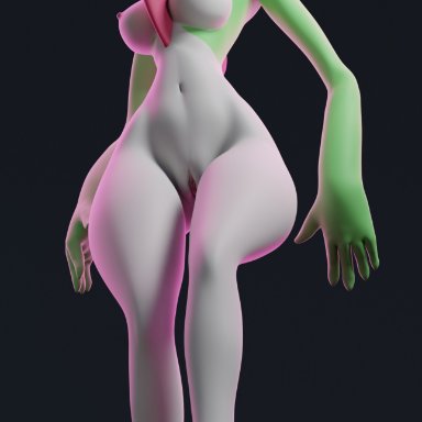 3d, belly, breasts, digital media (artwork), feet, female, gardevoir, looking at viewer, navel, nintendo, nipples, nude, pok&#233;mon (species), pokemon, pokemon rse