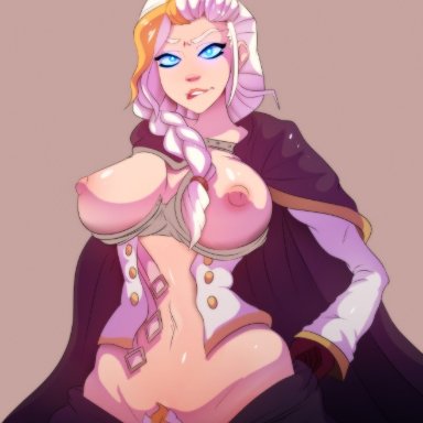 areolae, big breasts, breasts, female, female only, jaina proudmoore, large breasts, looking at viewer, nipples, solo, spookiarts, world of warcraft