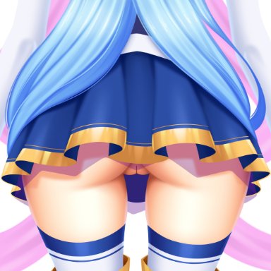 absurdres, aqua (konosuba), ass, blacksaikou, blue hair, boots, bottomless, female, from behind, highres, kono subarashii sekai ni shukufuku wo!, long hair, lower body, no panties, pov