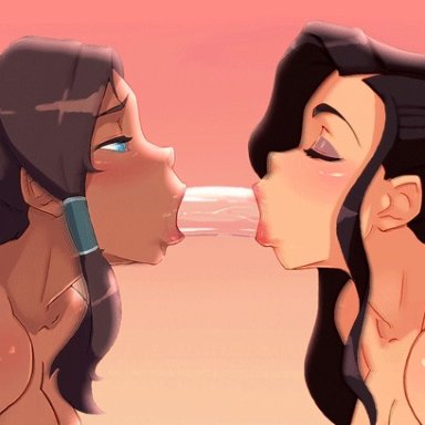 animated, asami sato, blowjob, dildo, double fellatio, fellatio, korra, owler, the legend of korra, tomodeux