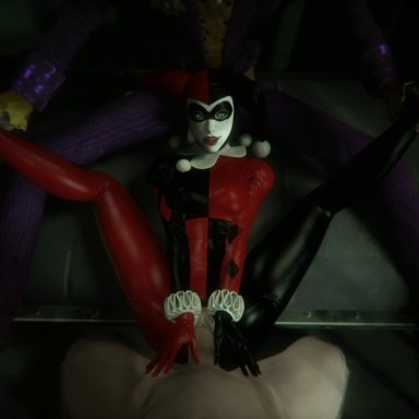 3d, animated, balls deep, batman (series), bouncing breasts, breasts, cleavage, clothed female nude male, dc, deep penetration, erection, female, harley quinn, joker, leeterr