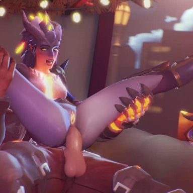 3d, alternate costume, anal, anal penetration, animated, anus, breasts, bruh-sfm, cleavage, dragon symmetra, erection, female, jesse mccree, male, no sound