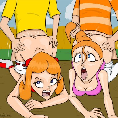 2boys, 2girls, 4some, age difference, blue eyes, brother and sister, candace flynn, crossover, doggy style, foursome, hair pull, morty smith, phineas and ferb, phineas flynn, red hair