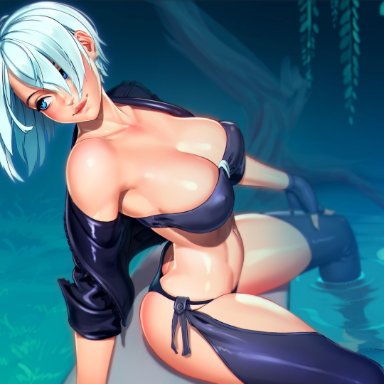 angel (kof), big breasts, blue eyes, breasts, cleavage, female, female only, king of fighters, large breasts, solo, xxnikichenxx