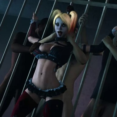 3d, animated, areolae, batman (series), bouncing breasts, breasts, dc, female, from behind, harley quinn, m1llcake, male, nipples, no sound, sex