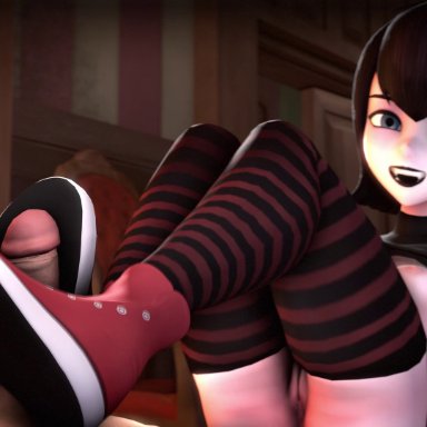 3d, animated, areolae, breasts, erection, feet, female, footjob, hotel transylvania, male, mavis dracula, nipples, no sound, penis, pussy