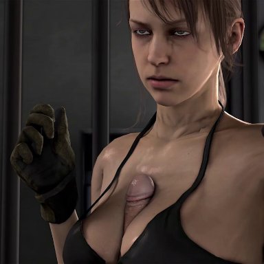 3d, animated, big breasts, breasts, cleavage, erection, female, large breasts, male, metal gear solid, metal gear solid v, paizuri, penis, quiet (metal gear), redmoa