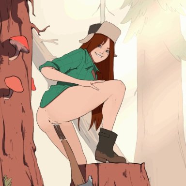 animated, anus, female, female only, gravity falls, looking at viewer, masturbation, pussy, solo, wendy corduroy, zaun-derground