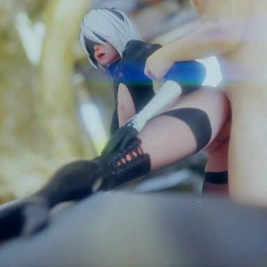 2b, android 2b, animated, audiodude, blender, doggy, kaisto, leg up, nier automata, sex, sound, tagme, webm, yorha 2b