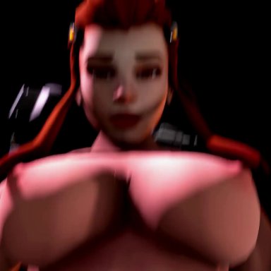 3d, animated, areolae, big breasts, blackjr, breasts, brigitte, dickgirl, fellatio, futa on female, futanari, huge cock, large breasts, looking at viewer, nipples