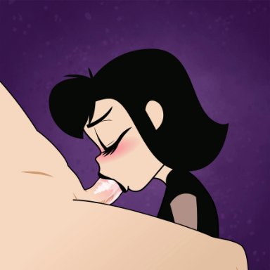 animated, black hair, breasts, cum, cum in mouth, fangs, fellatio, female, highwaytotartarus, hotel transylvania, looking at partner, male, mavis dracula, sound, vampire