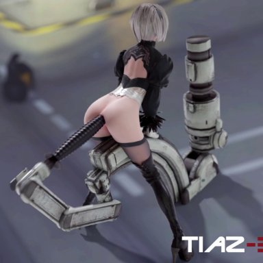 3d, anal, anal penetration, animated, anus, ass, blender, female, fucking machine, machine, nier, nier: automata, no sound, penetration, sex machine